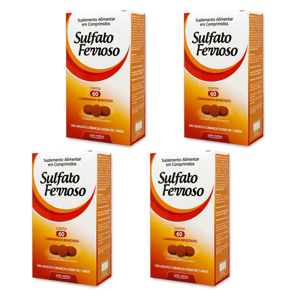 Kit 4x Sulfato Ferroso 60 Comprimidos cada - Arte Nativa