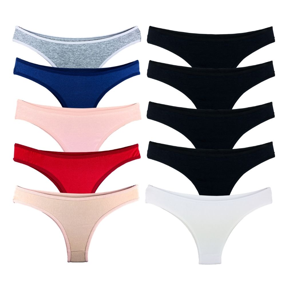 Kit com 10 Calcinhas Tanga New Basic Cotton Confortável Algodão Reforçada Promoção em Oferta na Shopee