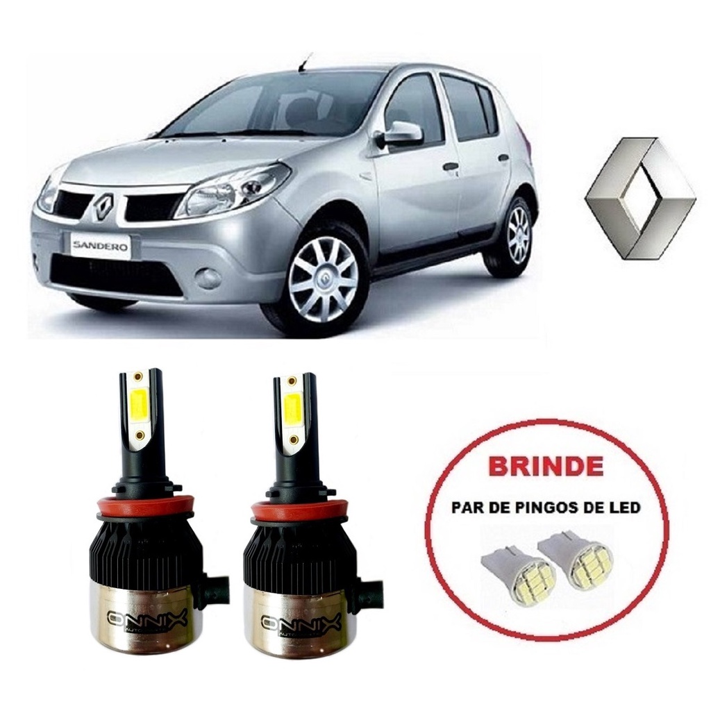 Kit Lampadas Super Led para Farol de Milha com 6000k  para Renault Sandero ano 2011 A  2014 Selecione Modelo do Farol