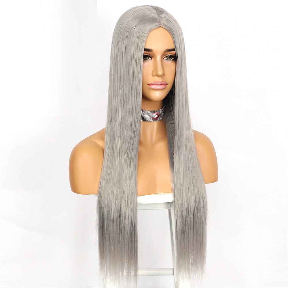 blue silver lace front wig