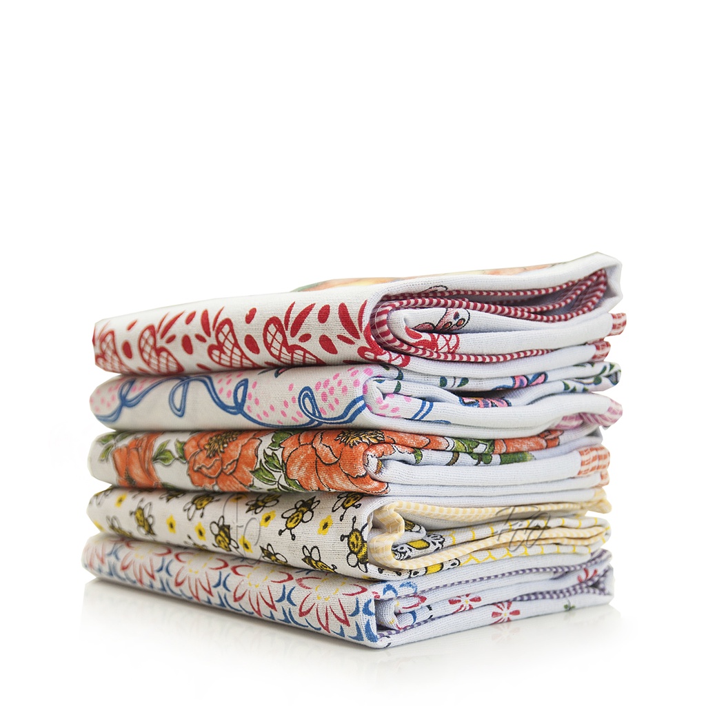 kit 10 Pano de Prato copa e cozinha com Viés 42x68 Estampas Sortidas