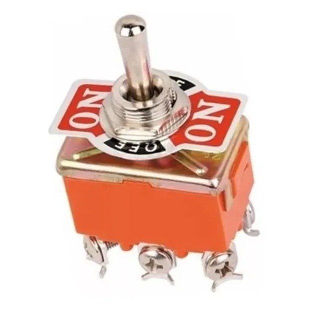 Chave Alavanca Inversora 3 Posições (on/off/on) 6 Terminais KN-1322 15A 220V 110V 12V 24V kn1322