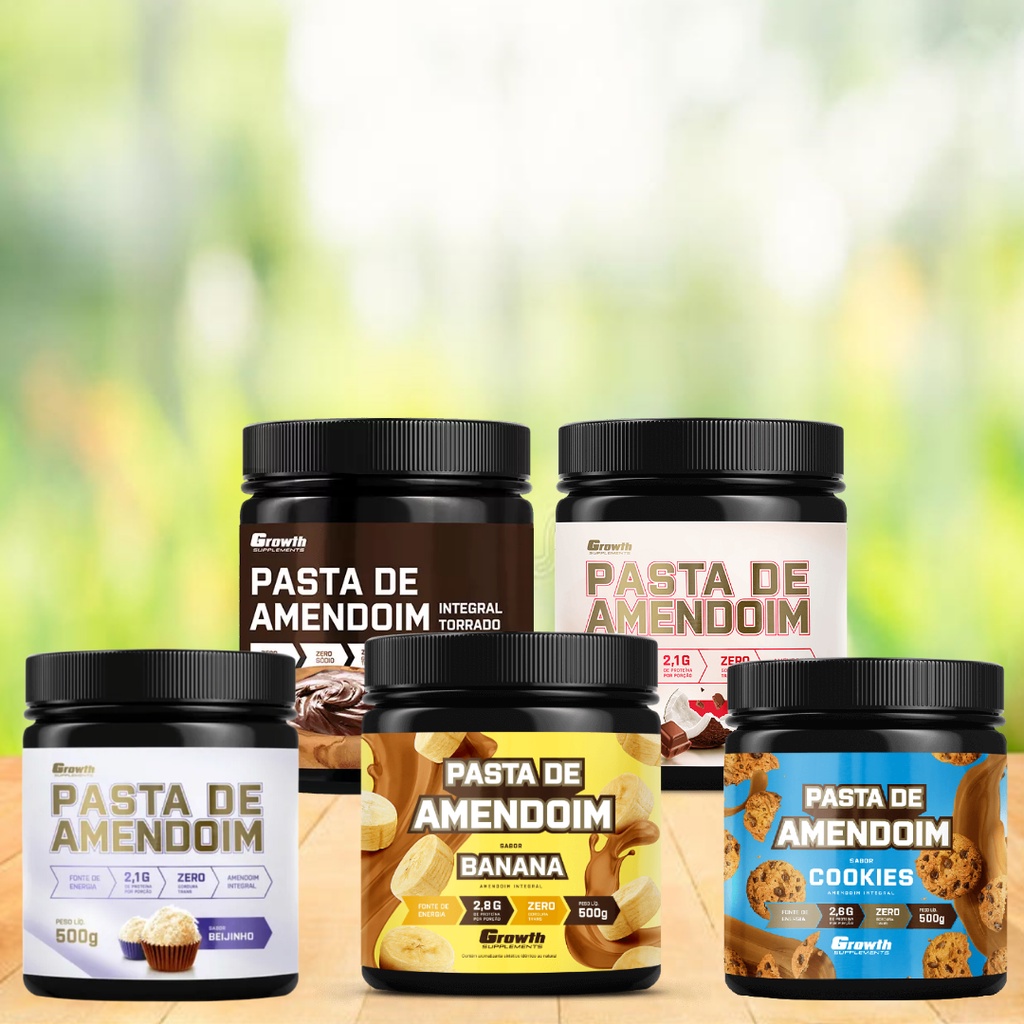Pasta de amendoim 500g Vários Sabores Integral Suplemento Sabor Creme ...