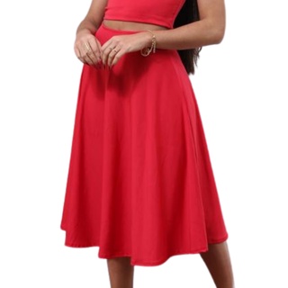 Saia Godê Midi Rodada Cintura Alta Moda Evangélica