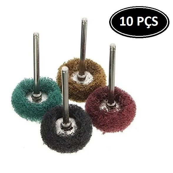 Kit 10 Escovas de polimento Scotch Brite para micro retifica Haste 3mm em Oferta na Shopee