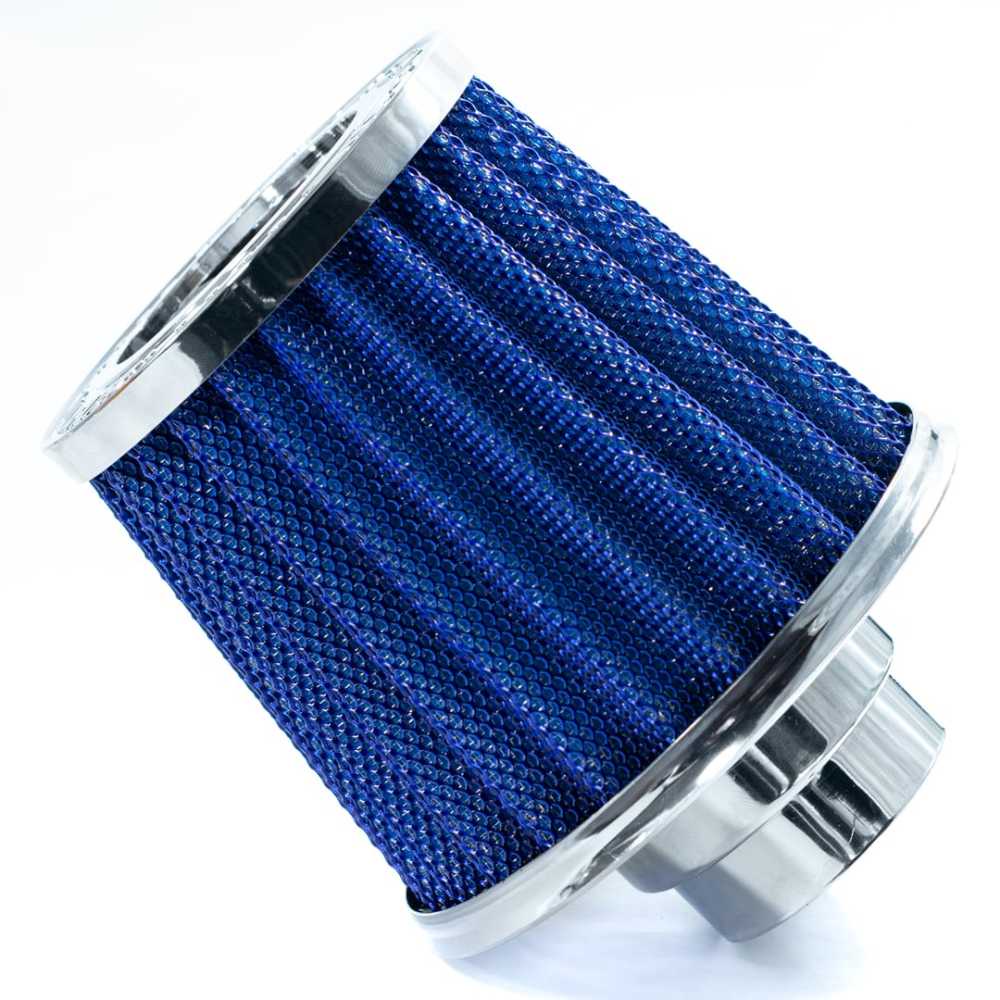 FILTRO AR GRANDE DUPLO FLUXO TELA ALUMINIO BASE RÍGIDA AZUL  RACE CHROME