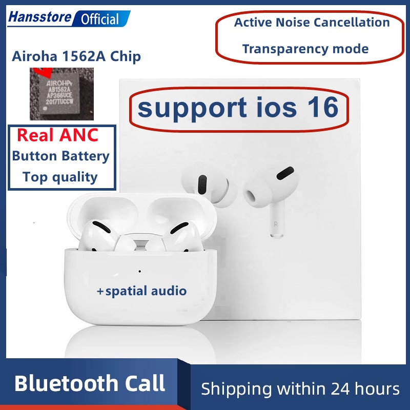 1562A Chip Airpods Pro ANC TWS Fones De Ouvido Sem Fio Bluetooth Airpods Com Texto Active Noise Canceling & Transparência Earbuds