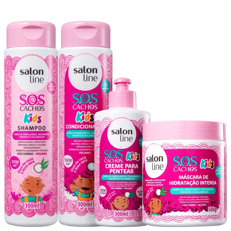 Kit Salon Line Sos Cachos Kids Shampoo Condicionador Creme Para Pentear E Mascara Shopee Brasil