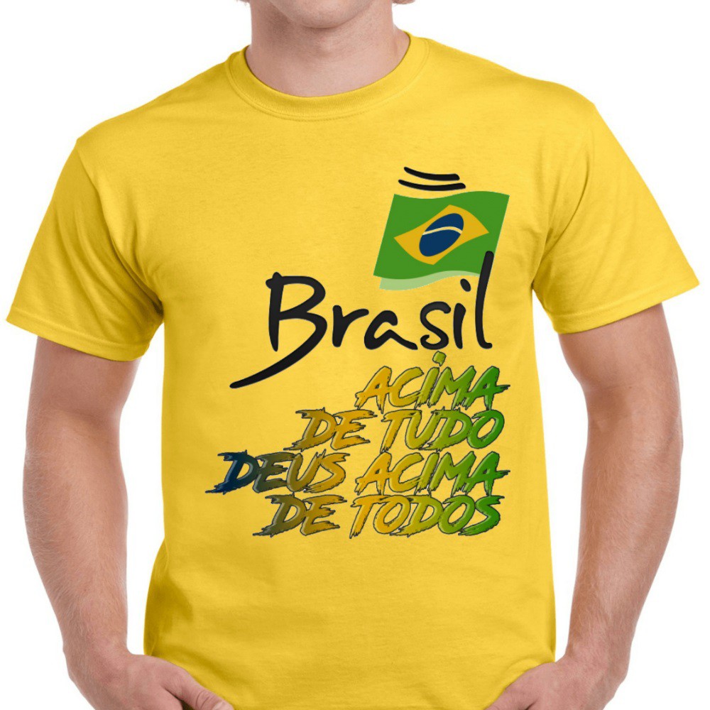 Fascinating Screenplay wherever Camiseta masculina ou feminina Brasil acima de tudo Deus acima Todos |  Shopee Brasil