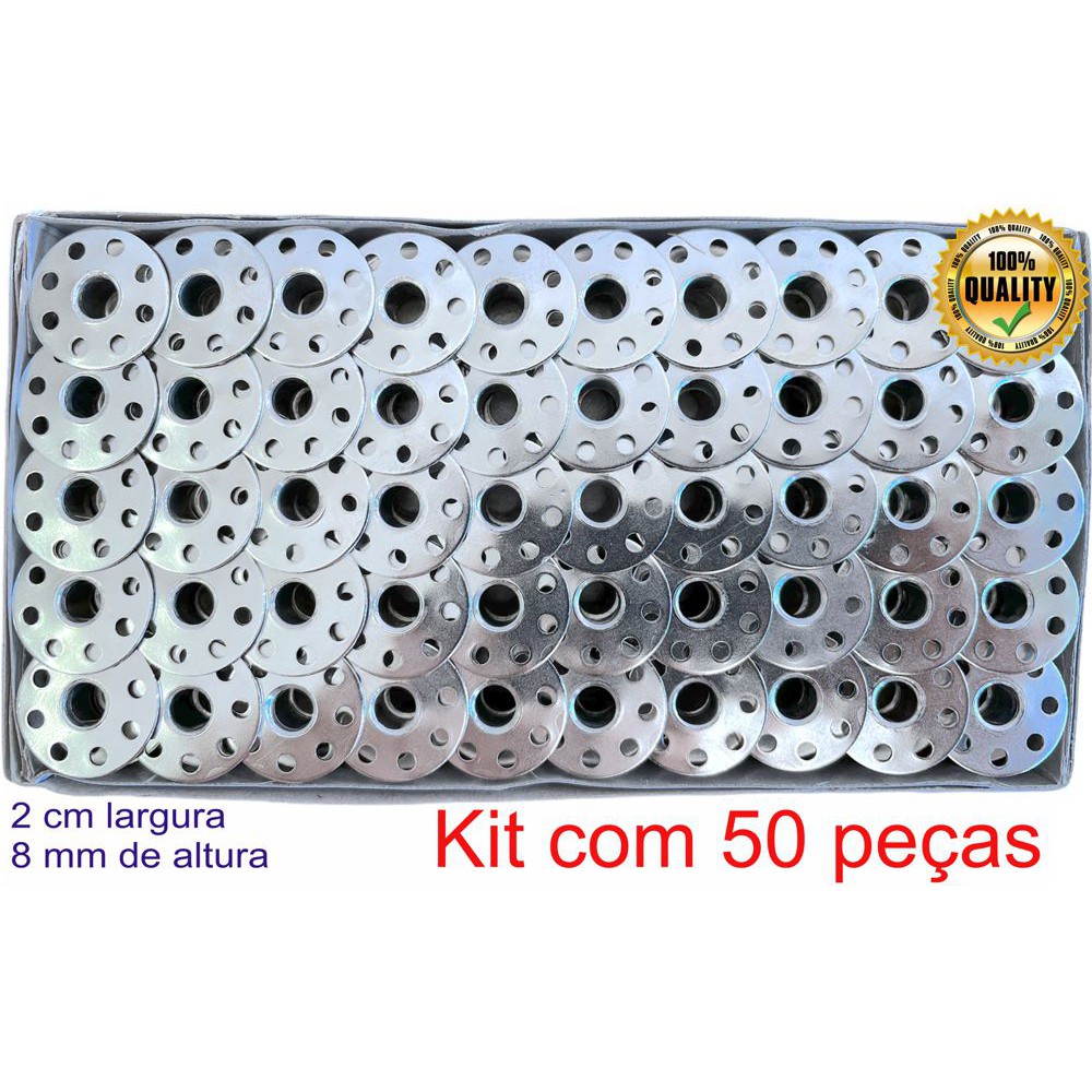 Carretilha Bobina Canelinha Para Máquina Reta Industrial 50 peças
