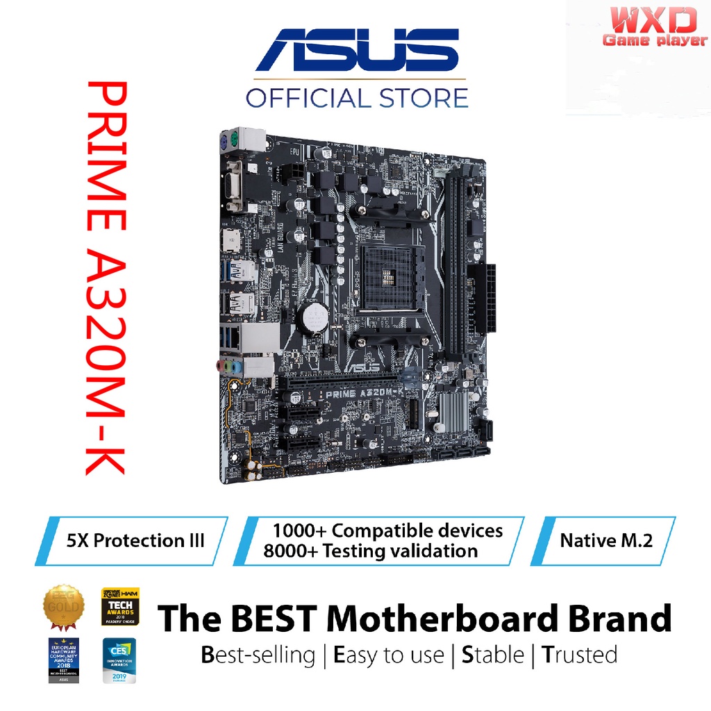 Placa Mãe ASUS PRIME A320M-K AMD AM4 Satx Com Iluminação LED , DDR4 3200MHz , 32Gb/s M . 2 , HDMI , SATA 6Gb , USB 3.0