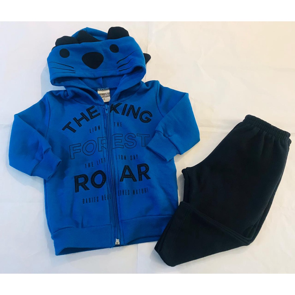 Conjunto de Moletom Galaxi Flanelado Com Capuz e Zíper Kamylus Tam. P.