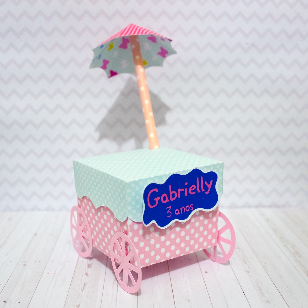 Kit com 5 Caixas Carrinho de picolé personalizado Peppa Pig 3D