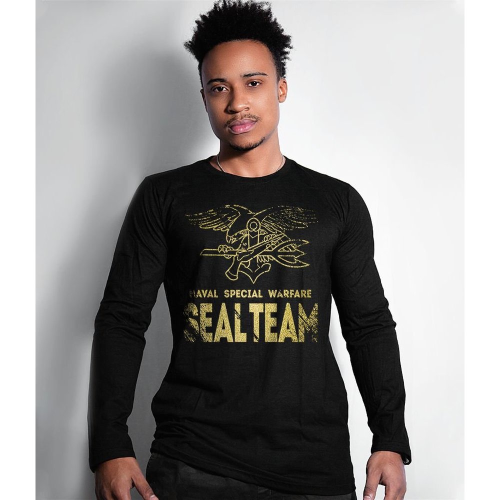 Camiseta Manga Longa Seal Team Navy Seal Gold Line