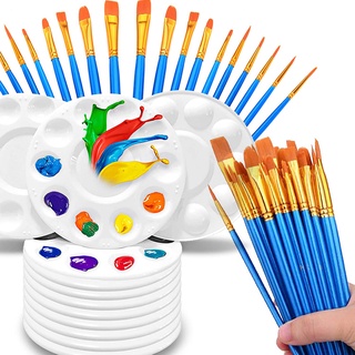 10pçs Kit De Pintar Pincel Infantil De Náilon Com Cabo De Madeira Aquarela / Pintura De Desenho / Guache
