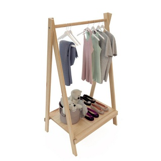 Cabideiro Montessoriano Madeira Arara Roupas Infantil