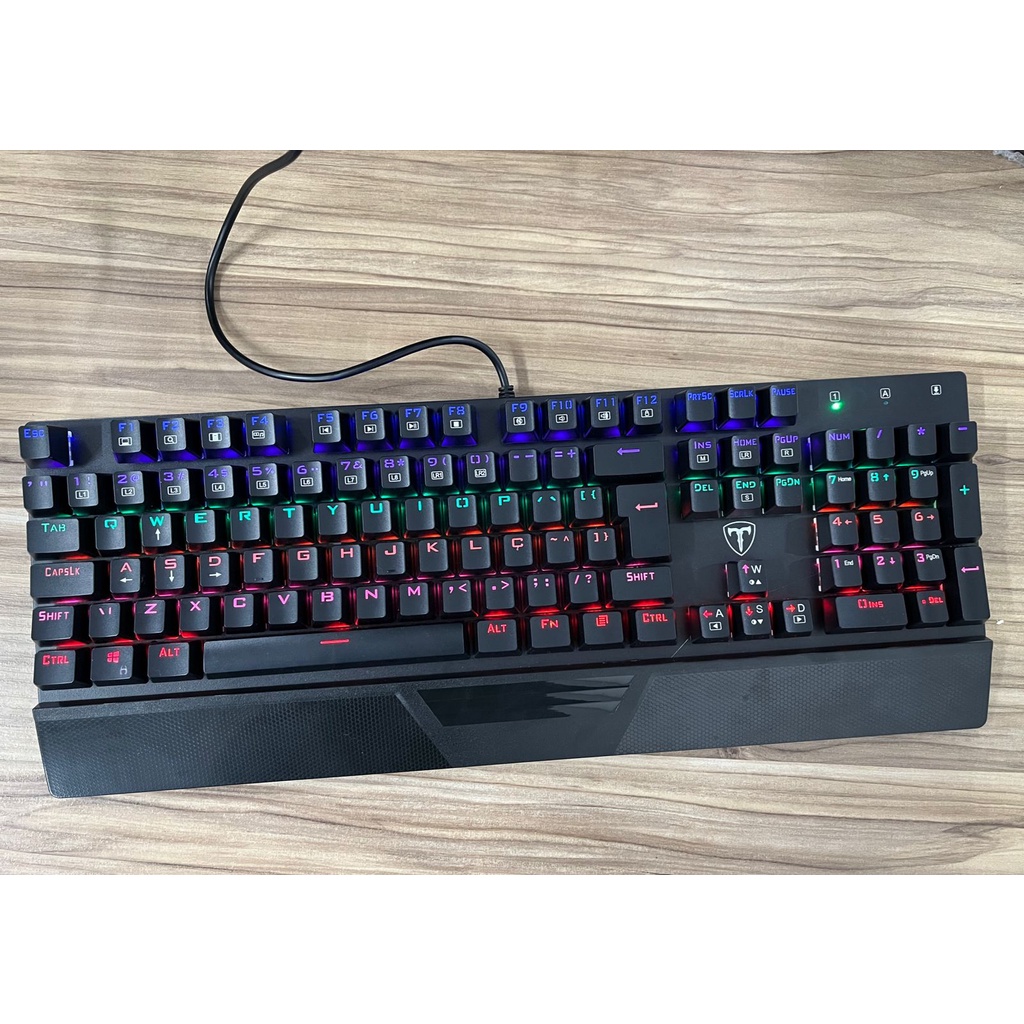 Teclado Mecanico T-Dagger Destroyer LED Rainbow, ABNT2, Preto (recondicionado)