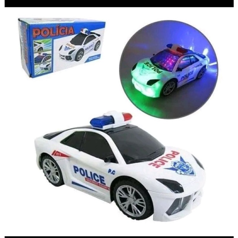 carrinho de polícia com luzes 3d com som e luzes para os meninos se divertir muito brincando de polícia.