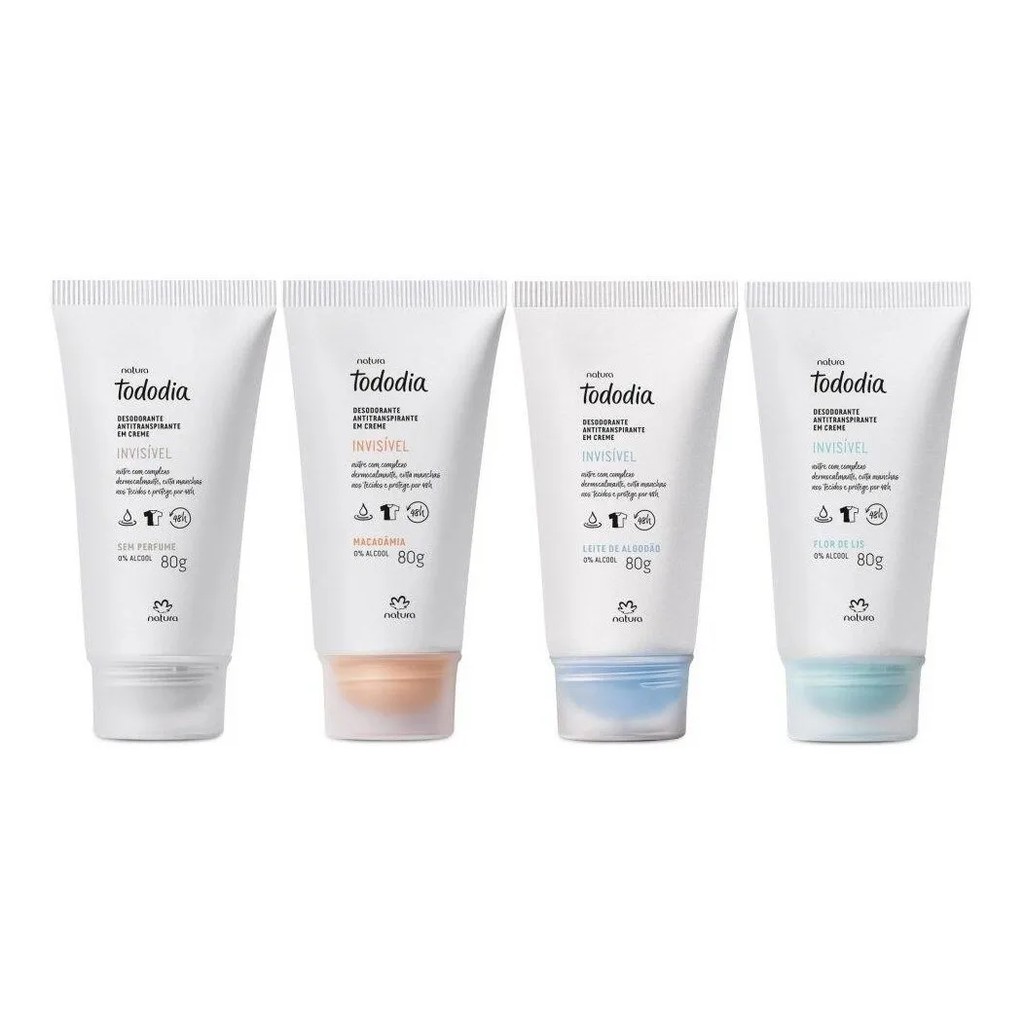Natura Desodorante em Creme Invisível Leite de Algodão Macadâmia Erva Doce Flor de Lis