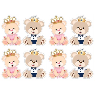 8 unid. Urso Ursinhos Casal Apliques Termocolante Estampados Roupas Acessórios e Lembrancinhas - Kit