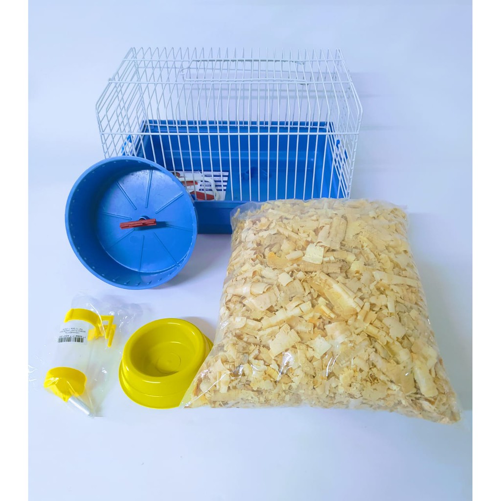 GAIOLA De Transporte Para Hamster / Gaiola Com Brinquedo + Bebedouro + Comedouro + Serragem (AZUL)