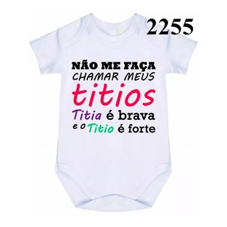 1 Body Bebê Personalizado Titia Brava E Titio Forte Cód 2255