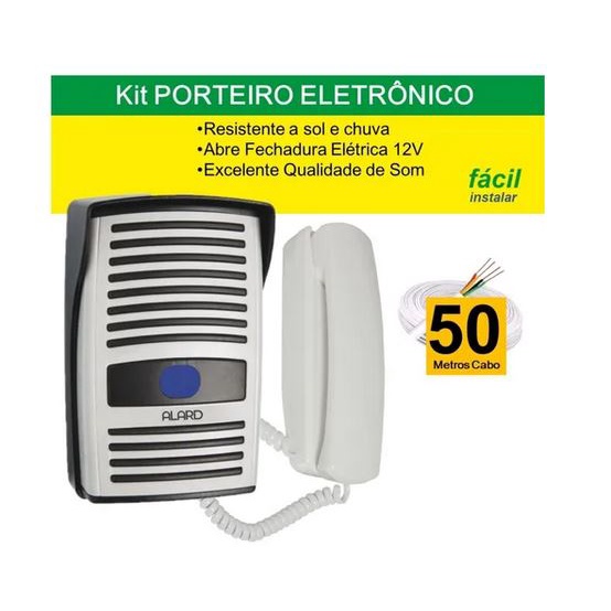 Kit Interfone Residencial Porteiro Eletrônico Intervox + 50 metros Cabo