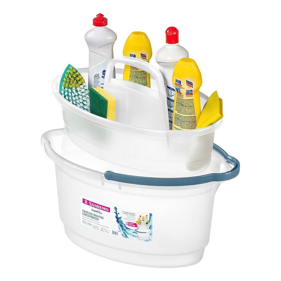 Kit Limpeza Balde com Alça e Balaio para Produtos Empilhável Super Prático