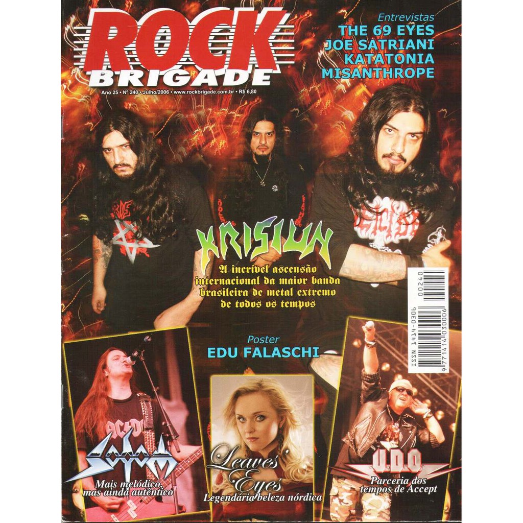 Revista Rock Brigade 240 - Krisiun Sodom Katatonia Edu Falaschi Angra Sodom Leave's Eyes Udo