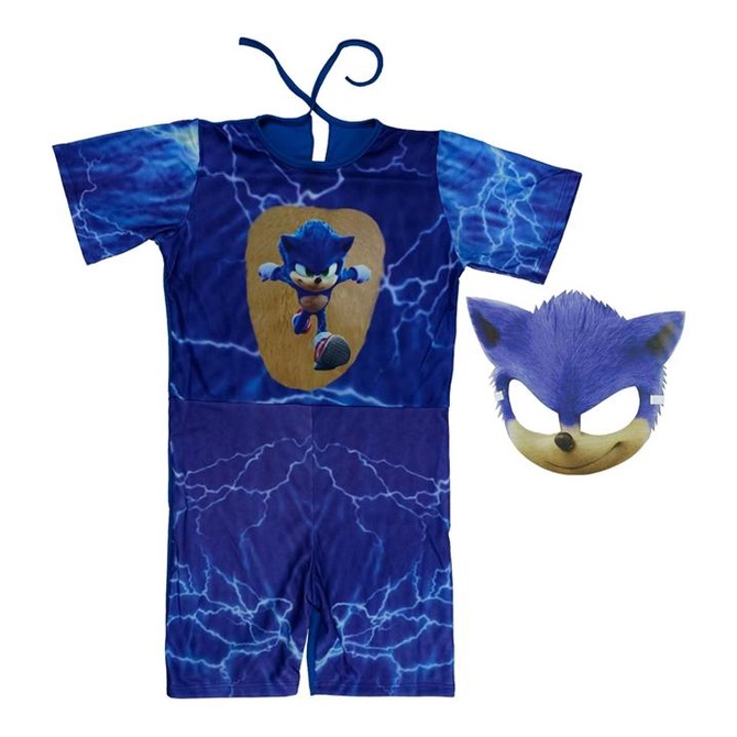 Fantasia Sonic Infantil Curta Com Máscara em Oferta na Shopee
