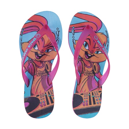 Chinelo Feminino Infatil Space Jam Azul/Rosa