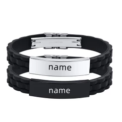 Vnox Marca Nova Pulseira Personalizada Para Homens Nome Gravado De Silicone Com Identificação Bracele