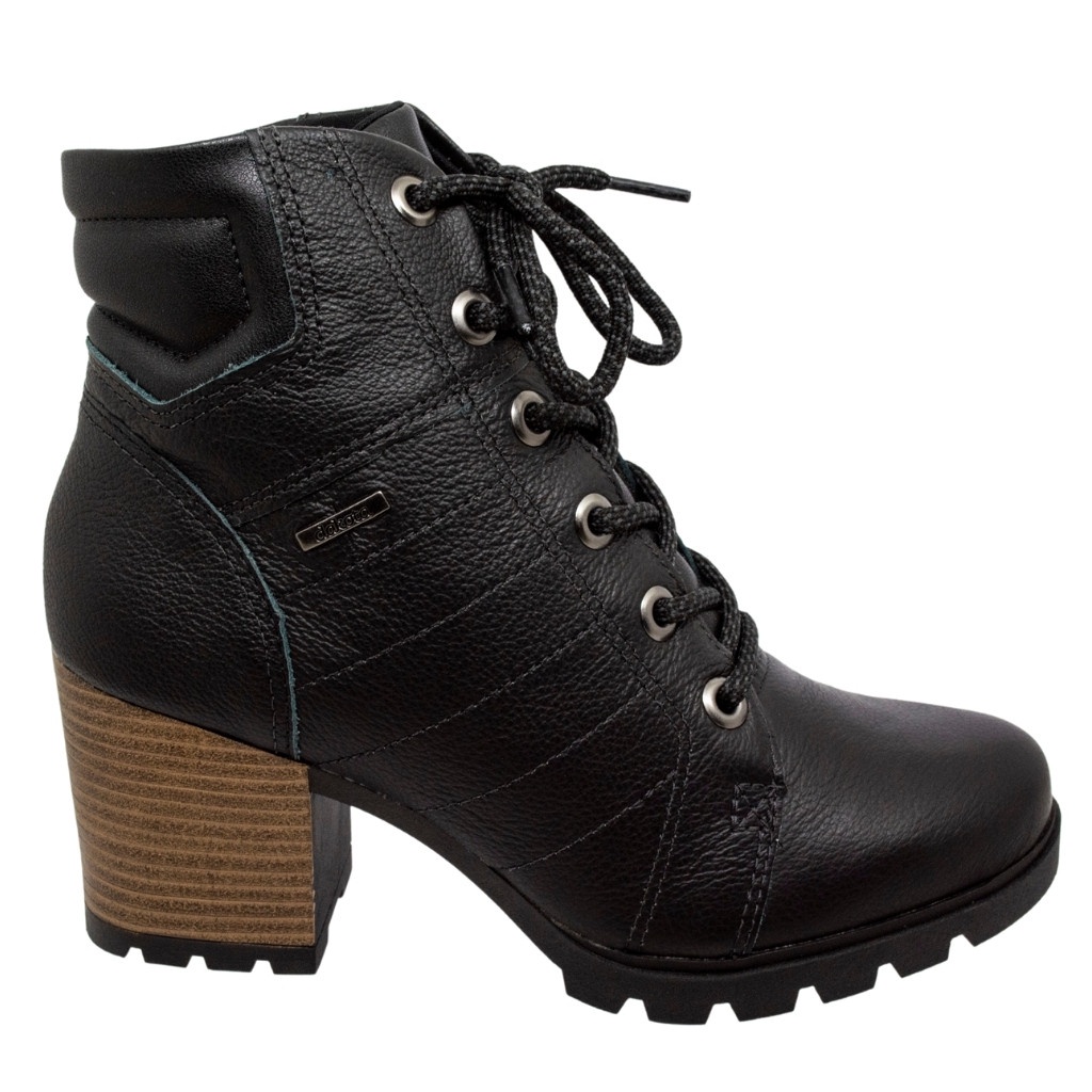 Bota Coturno Feminino Couro Salto Grosso Tratorado Dakota