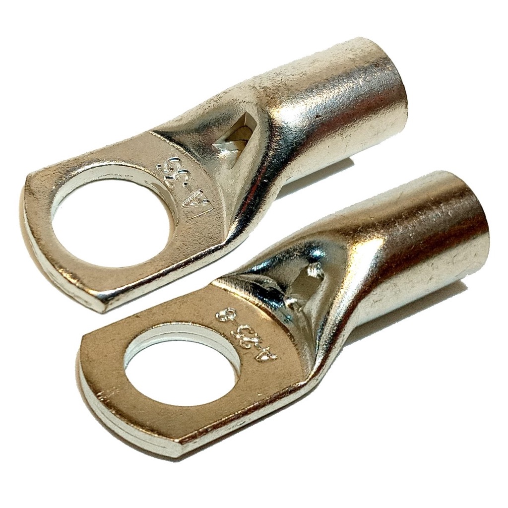 4x Terminais Compressão Tubular 25mm e 35mm M8 - 2 de cada Ponteira Olhal Elétrico Barramento Bateria Fios Cabos Chaves