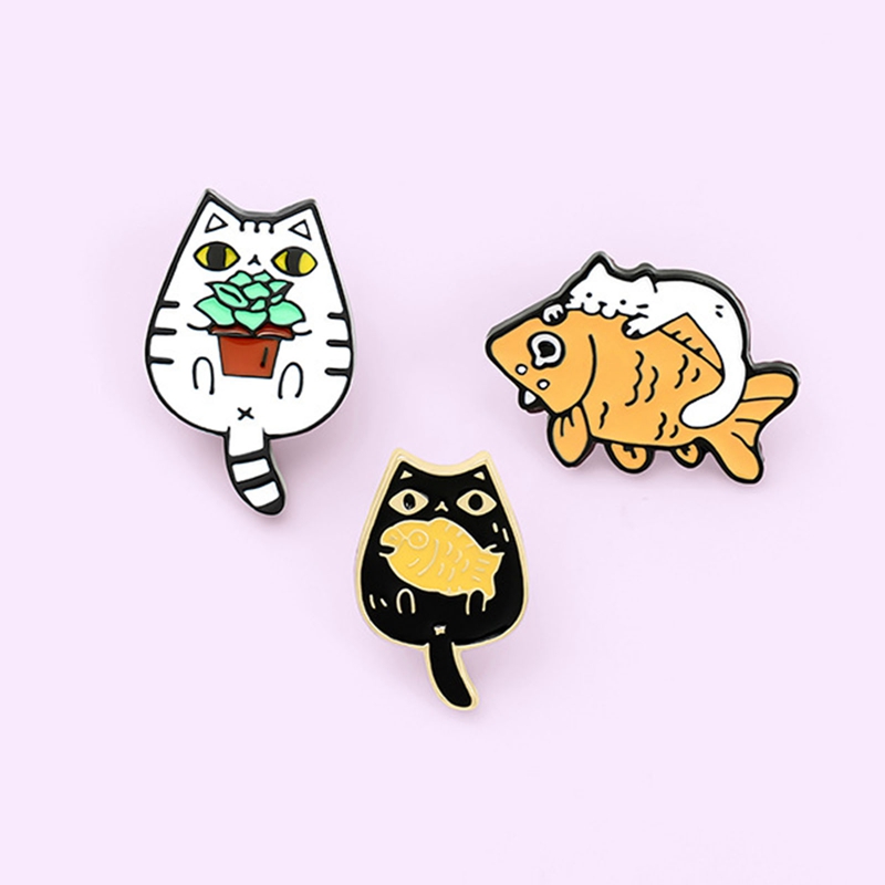 Série de broches de animais fofos Kawaii Gato / Peixe Etc Padrão