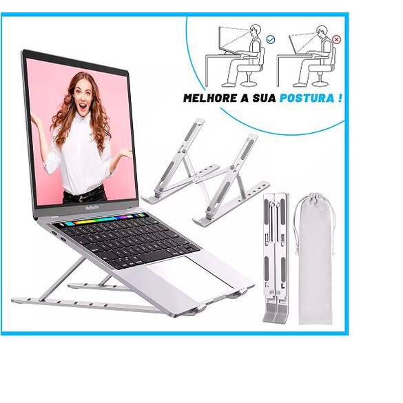 Suporte notebook Dobrável Ergonômico Ajustável fino Liga de alumínio ABS ipad para tablet laptop