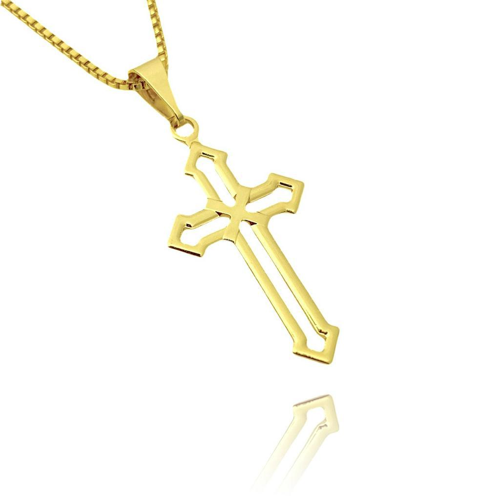 Pingente de Cruz Banho de Ouro 24k Pingente Cruz Banhado Crucifixo