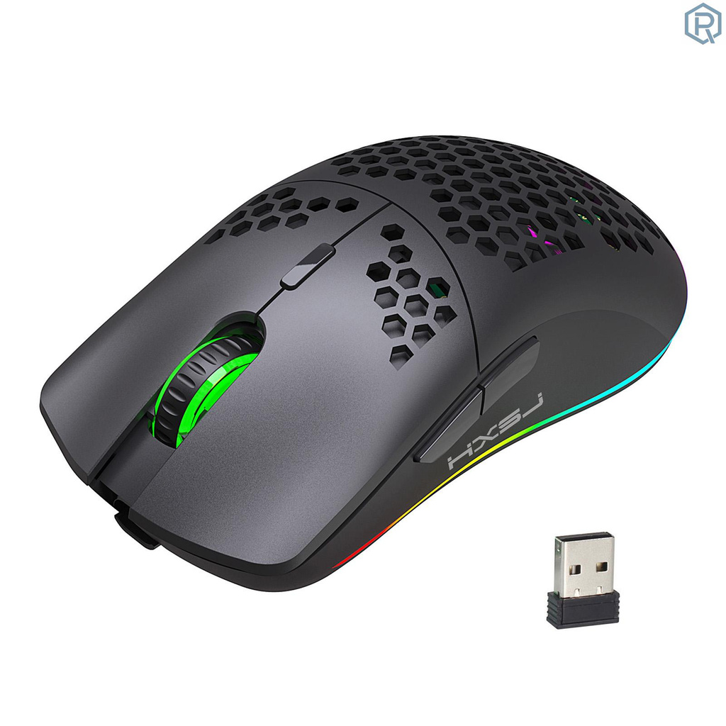 Mouse Sem Fio Hxsj T66 Rgb 2.4g Para Mouse Gamer Com Iluminação