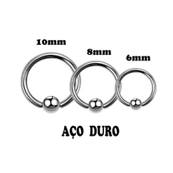 Kit 3 piercing masculino feminino para nariz brinco boca em aço inox argola prata prateado aço duro grossinho antialérgico