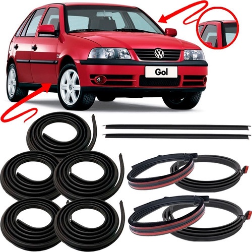 Kit Borracha 4 Portas Porta Malas  e Par Pingadeira + Friso Teto Gol G3 E G4