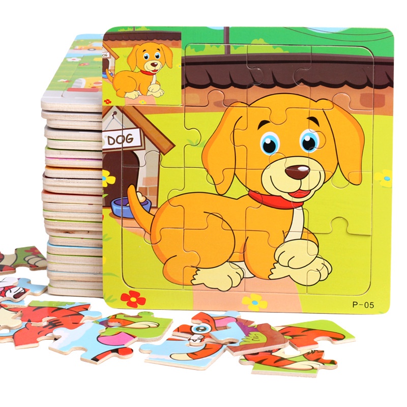 15 Peças Quebra-Cabeças De Madeira De 3-7 Anos De Idade Animal Infantil Educacional Educação Precoce Cabeça De Bloco De Construção Brinquedos Para Crianças