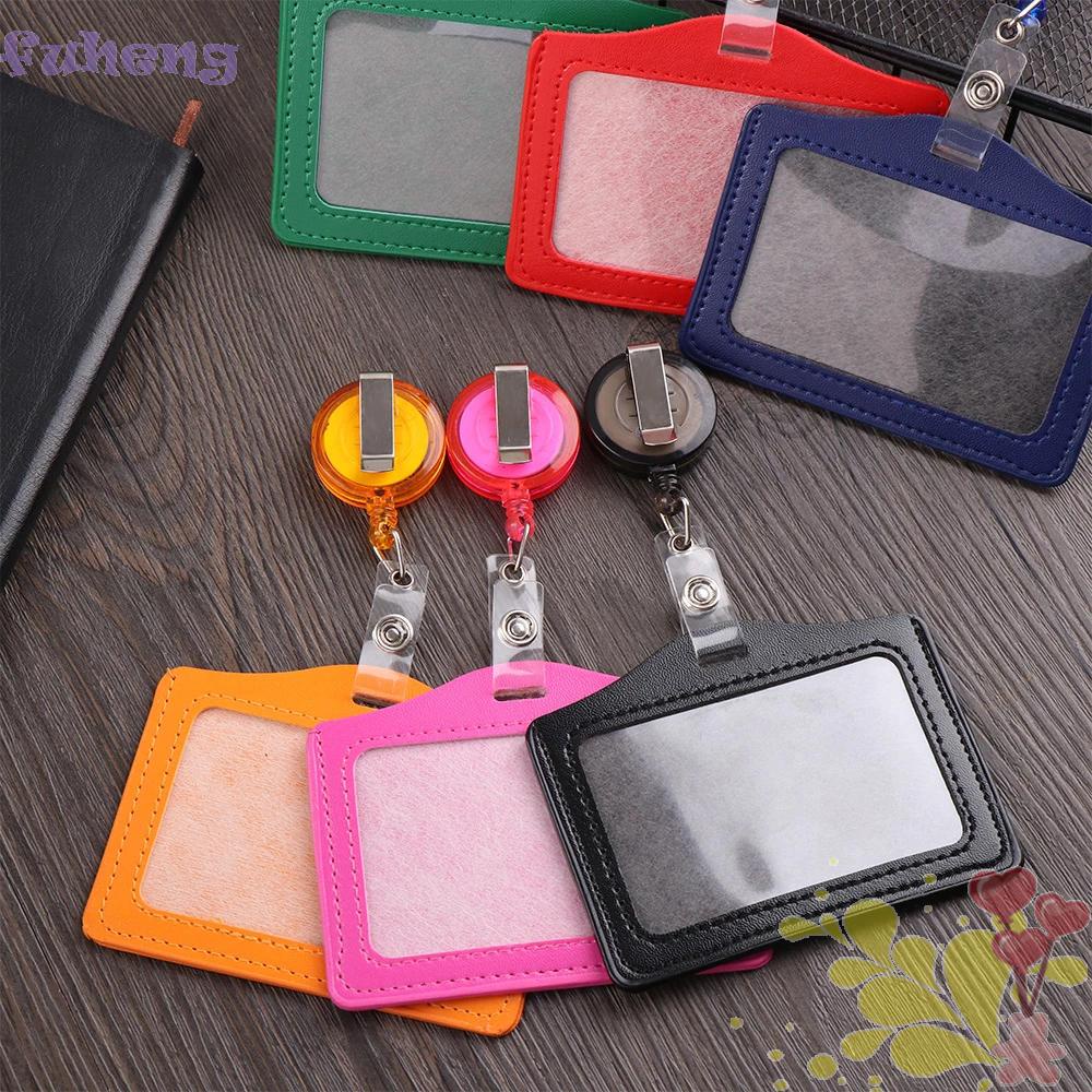 FUHENG Grampo/Porta-Crachá De Couro PU Com Cores Pastéis Estilo Horizontal Para Enfermeira/Médico/Multicolorido