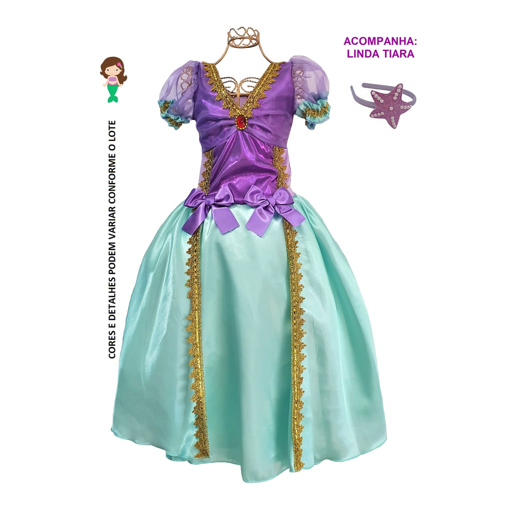Fantasia Infantil Pequena Sereia Vestido Com Tiara Ariel | Shopee Brasil