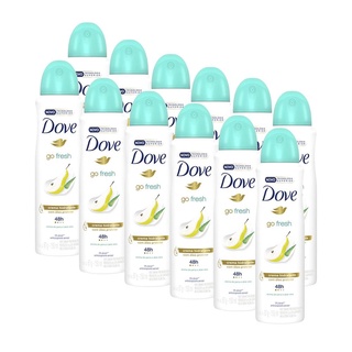 Kit 12 Desodorantes Antitranspirante Aerosol Dove Go Fresh Pera e Aloe Vera 150ml