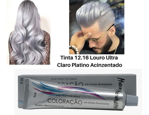 Tinta 12.16 Louro Ultra Claro Platino Acinzentado Mairibel Hidraty