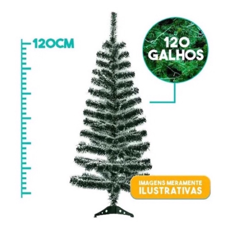 Árvore De Natal Verde Com Galhos Nevados 1,20m 120Galhos Grande | Shopee  Brasil