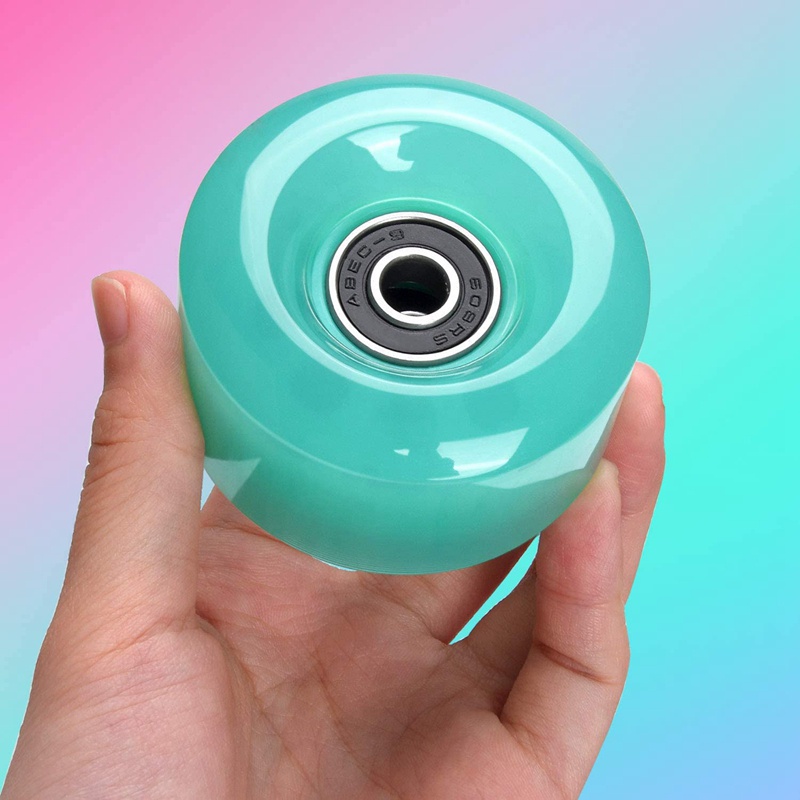 TOBWOLF 8 Pack 58mm x 32mm Cyan 82A in/Outdoor Quad Skating Wheels with ABEC-9 Bearings Highly Rebound Durable Polyurethane Wheels for Double-Row Roller Skates & Skateboards 