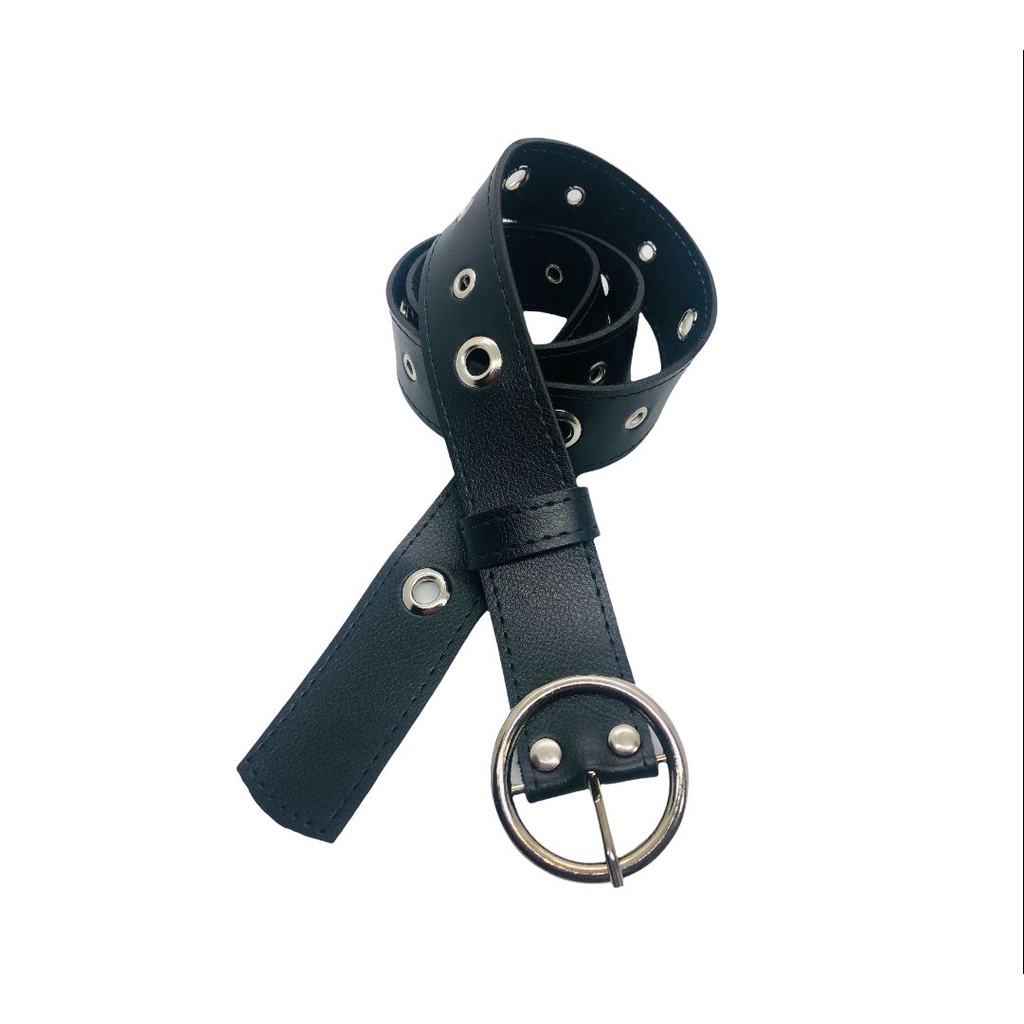 Cinto Feminino Largo Fivela Redonda Com ilhós Prata - Evelyn