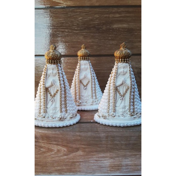 Imagem Nossa Senhora Aparecida Baby Pérolada 15cm em Gesso