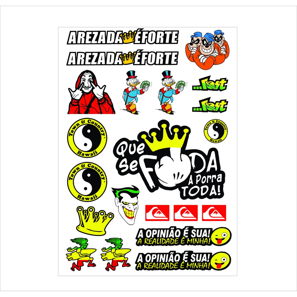 Cartela de Adesivos variados para Capacete Moto Bike com 21 Adesivos ...